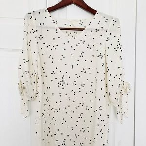 H&M Beige Navy polka dots shift dress Sz Us 2